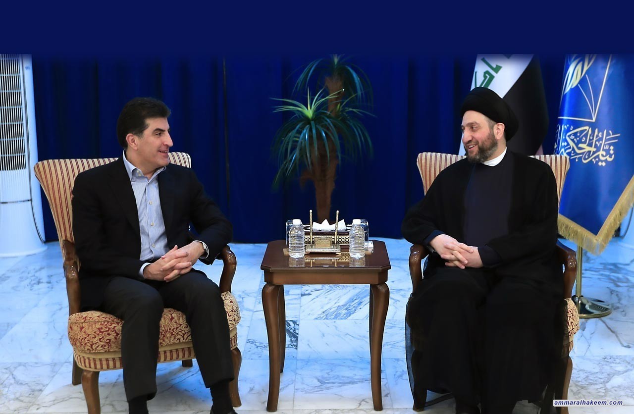 السيد عمار الحكيم يبحث مع نيجرفان بارزاني ملف رئاسة الجمهورية