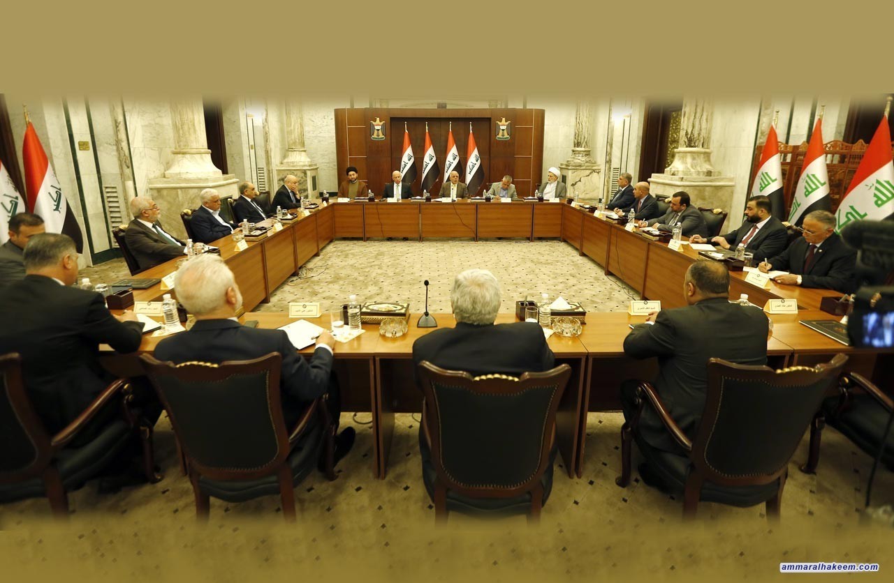 السيد عمار الحكيم يحضر اجتماع قادة الكتل السياسية في مكتب الدكتور حيدر العبادي ويشدد على الاغلبية الوطنية للمرحلة القادمة