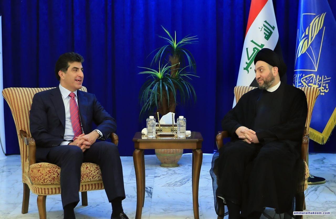 السيد عمار الحكيم يستقبل رئيس حكومة اقليم كردستان العراق السيد نيجرفان بارزاني ويبحث معه ملف تشكيل الحكومة