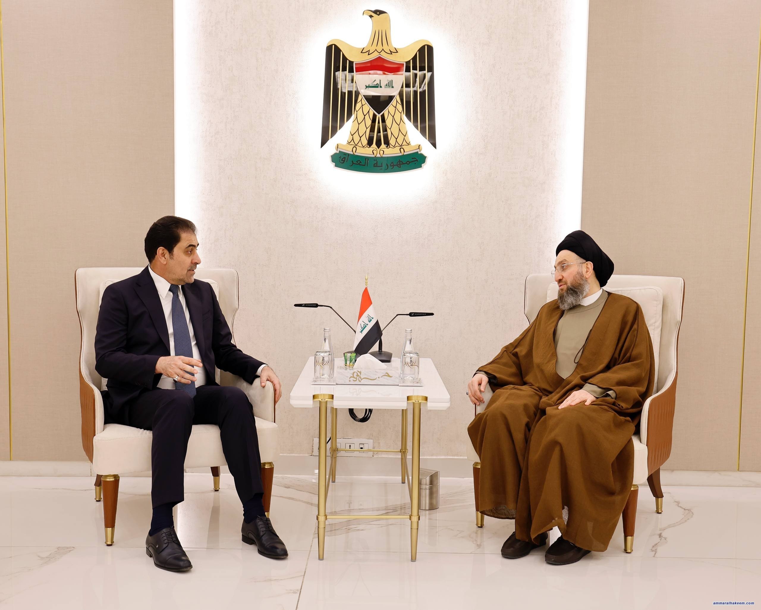 Sayyid Al-Hakeem Discusses Iraqi, Regional Political Scene Developments with Muhsin Al-Mandalwi